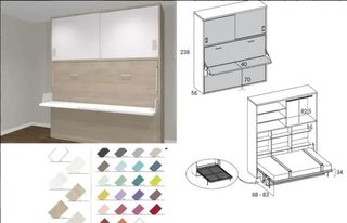 CAMA ABATIBLE + ESCRITORIO Y ARMARIO SUPERIOR RMB.