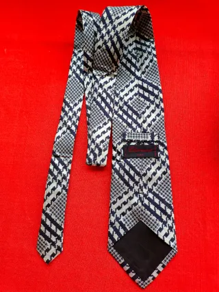 Corbata de seda Charmant azul y gris