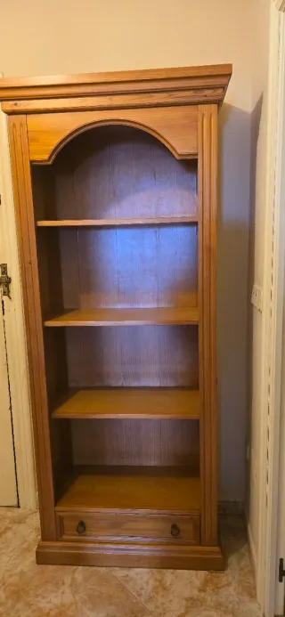 Estantería madera pino 4 baldas + cajón