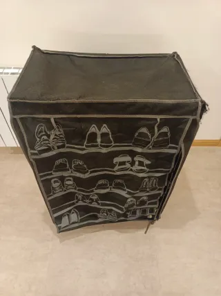 Zapatero organizador de tela y metal