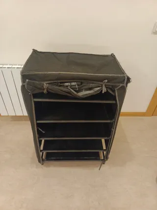 Zapatero organizador de tela y metal