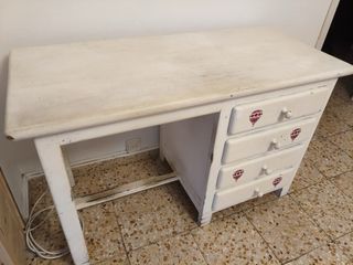 Escritorio madera maciza lacado blanco