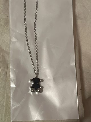 Collar Oso Negro y Plateado acero inoxidable