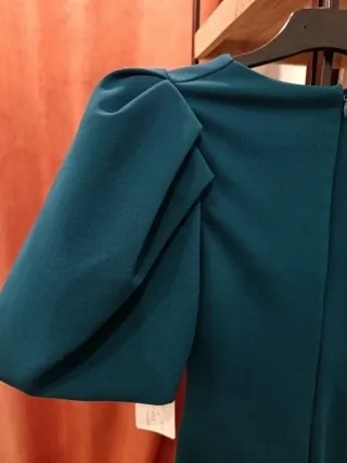 Vestido Turquesa Manga Abullonada