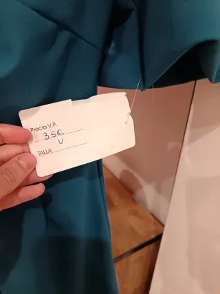 Vestido Turquesa Manga Abullonada