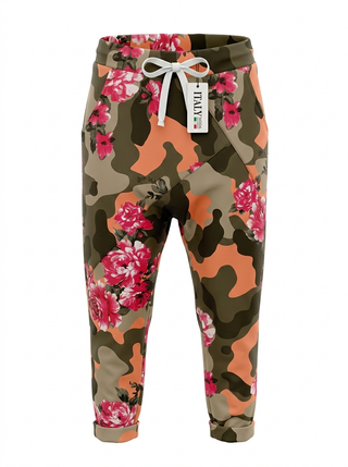 Pantalones Jogger Moda Italiana Camuflaje Floral