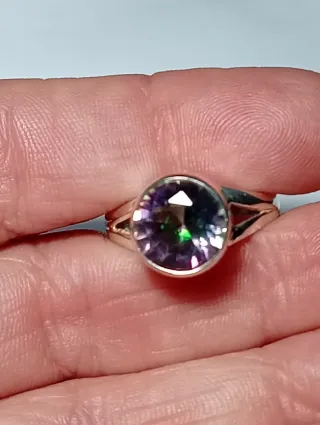 Anillo Plata Ley Piedra topacio mistico