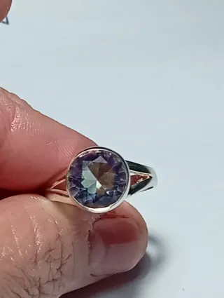 Anillo Plata Ley Piedra topacio mistico