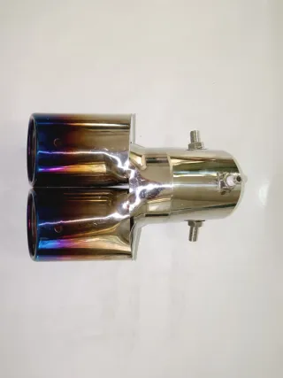 Tubo Escape Doble Salida Oblicua Azul