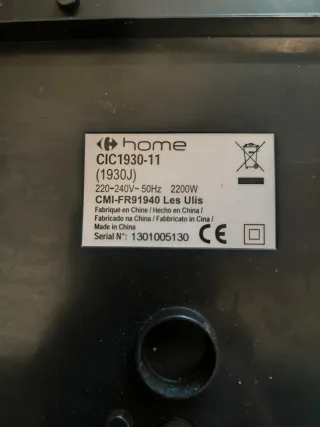 Placa Inducción Carrefour Home 2200w