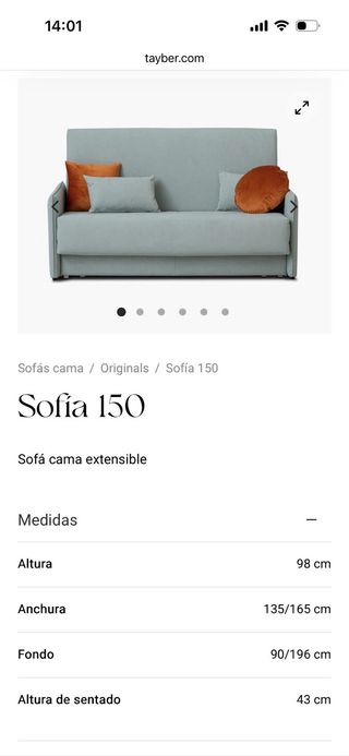 Sofá Cama Sofía Beige Crema  150x190 como nuevo