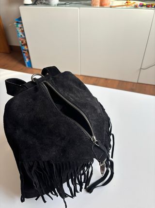 Mochila Mujer Serraje Flecos Negra El Corte Inglés