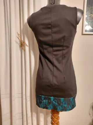 Mini abito fantasia pizzo bicolore