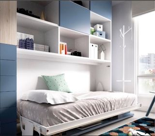 CAMA ABATIBLE HORIZONTAL CON MESA ESCRITORIO.