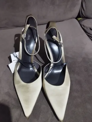 Zapatos Zara satinado Tacon Correa