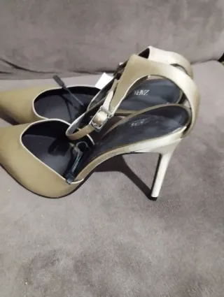 Zapatos Zara satinado Tacon Correa