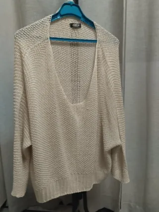 2 jerséis mujer beige/blanco Talla L