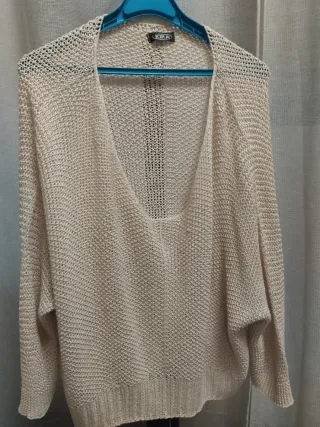 2 jerséis mujer beige/blanco Talla L