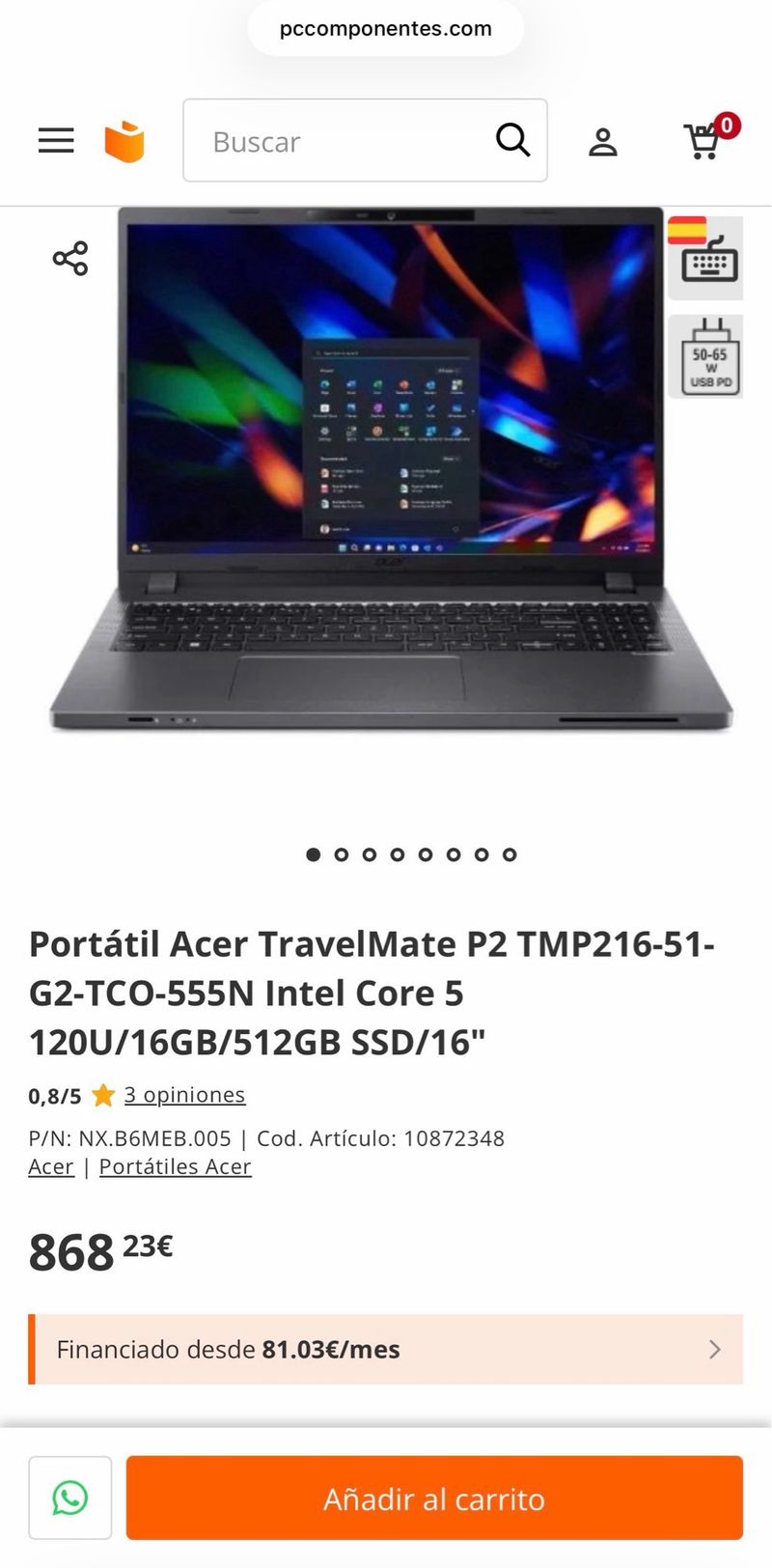 Acer TravelMate P2 16 TMP216-51 afbeelding 6