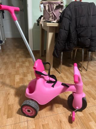Bici infantil rosa con empujador