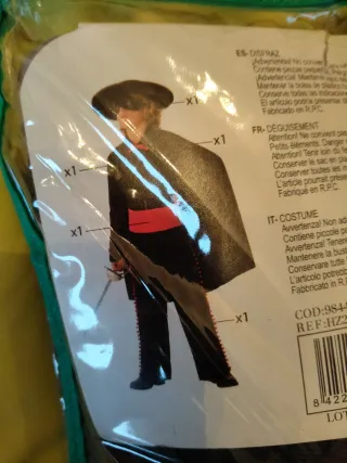 Disfraz de Zorro. Talla 10/12