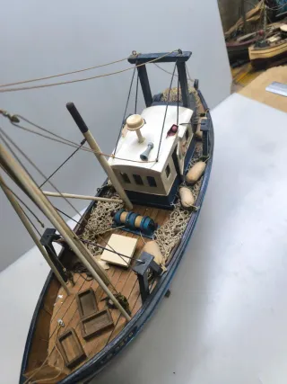 Maqueta Barco Pesca Madera Detallada