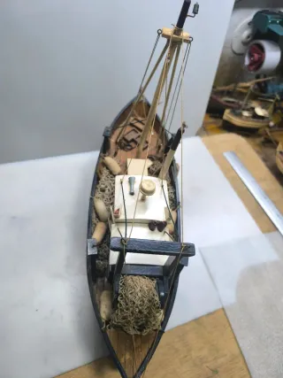 Maqueta Barco Pesca Madera Detallada