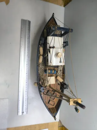 Maqueta Barco Pesca Madera Detallada