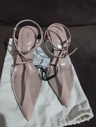 Zapatos Zara Tacon Transparente Rosa