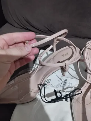 Zapatos Zara Tacon Transparente Rosa