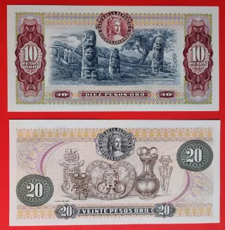 Colombia 3 Billetes 10 20 100 Pesos 1980-1991 Sc