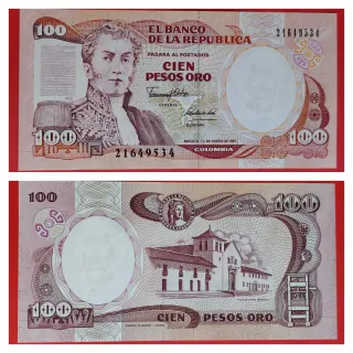 Colombia 3 Billetes 10 20 100 Pesos 1980-1991 Sc