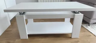 Mesa de centro blanca elevable