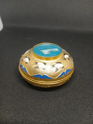 Caixa Cloisonné 5 cm Diâmetro Flores e Pássaros