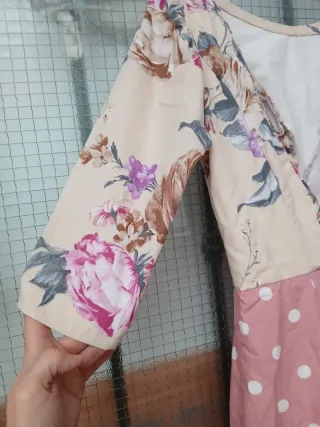 Vestido de flamenca beige y rosa