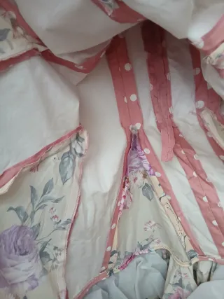 Vestido de flamenca beige y rosa