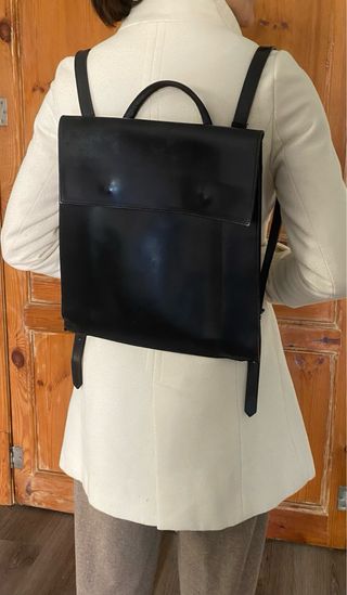 Bolso Mochila Negro Cuero