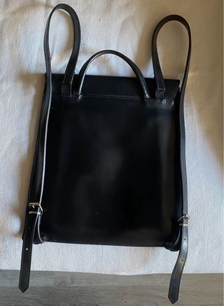 Bolso Mochila Negro Cuero