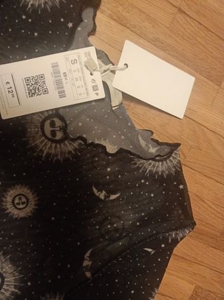 Camiseta transparente con estampado de sol y luna