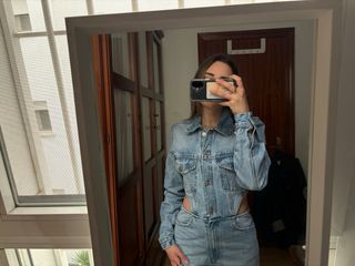 Mono vaquero Zara crop top y pantalón