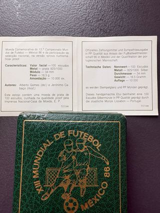 Moneda Plata 925 Portugal 100 Escudos México 86