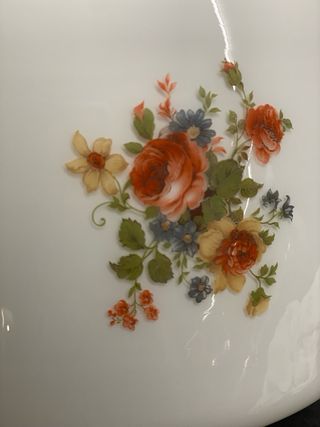 Lampadario Vintage Vetro Opalino Bianco Floreale