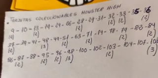 Tarjetas coleccionables Monster High