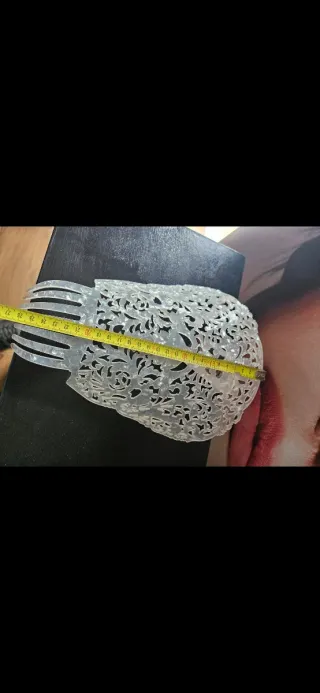 Mantilla de madrina blanca 220x 100cm  y peineta