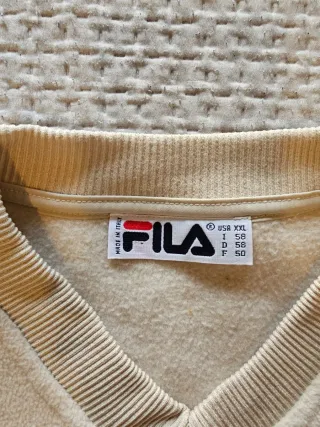 Felpa Fila Pile Beige Scollo V vintage