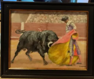 Cuadro taurino: toro y torero