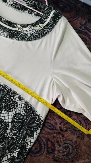 Blusa Talla Grande XXXL Encaje Negro Blanco