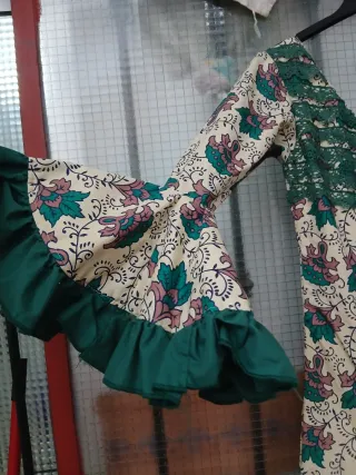 Vestido Flamenca Beige y Verde