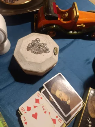 Lotto oggetti vintage misti piatti decorativi cand