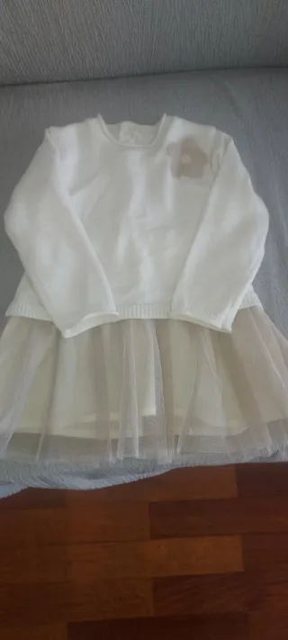 Vestido Mayoral niña blanco tul flores